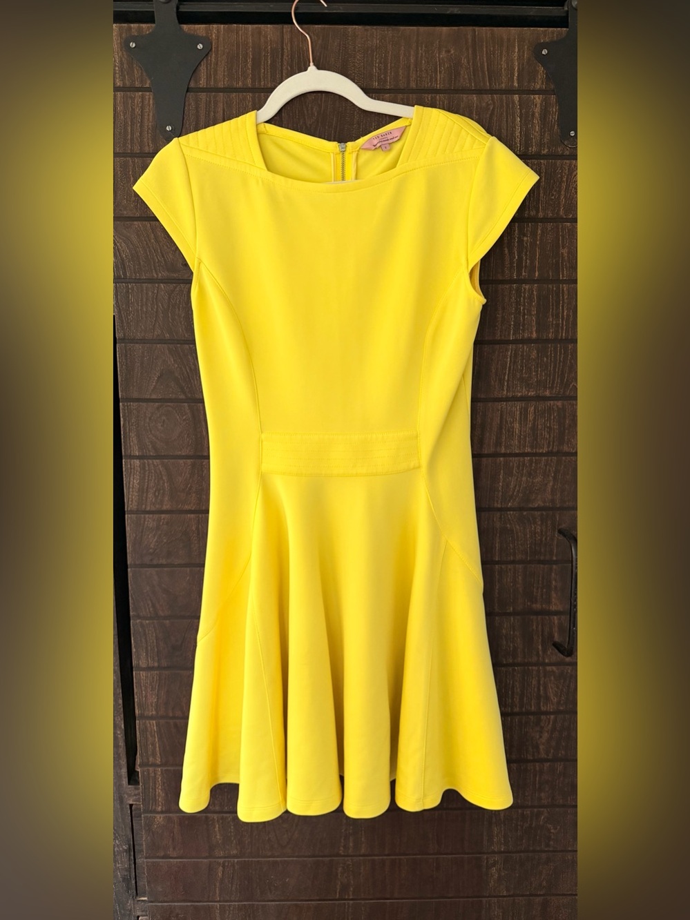 Ted Baker Yellow Cap-Sleeve Fit & Flare Mini Dress